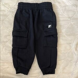 Fila Kids Black Cargo Joggers with Logo Patch